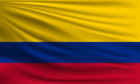 Vector flag of Colombia waving closeup style background illustration.の写真素材