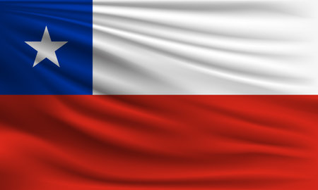 Vector flag of Chile waving closeup style background illustration.の写真素材