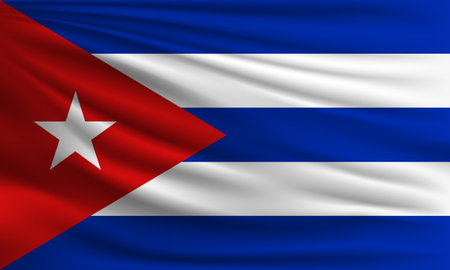 Vector flag of Cuba waving closeup style background illustration.の写真素材