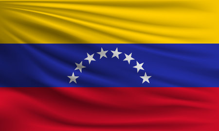 Vector flag of Venezuela waving closeup style background illustration.の写真素材