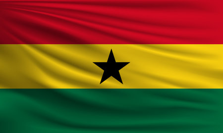 Vector flag of Ghana waving closeup style background illustration.の写真素材