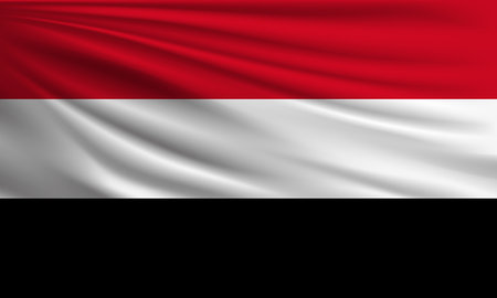 Vector flag of Yemen waving closeup style background illustration.の写真素材
