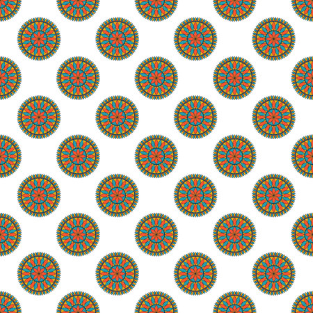 Seamless geometrical pattern with round floral mandalas.のイラスト素材