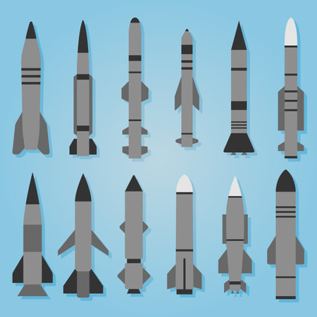 Cartoon colorful space missile set rocket shell.のイラスト素材