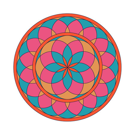 Vector hand drawn doodle mandala ethnic mandala with colorful tribal ornament.のイラスト素材