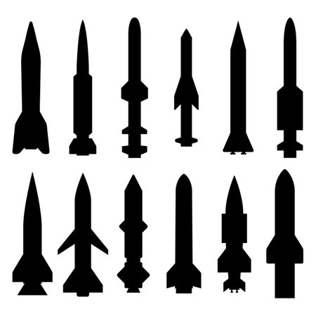 Set of black rocket icon black rocket ship collection.のイラスト素材