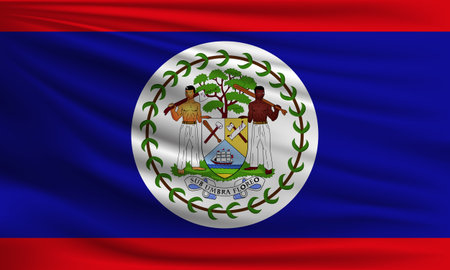 Vector flag of Belize waving closeup style background illustration.の写真素材