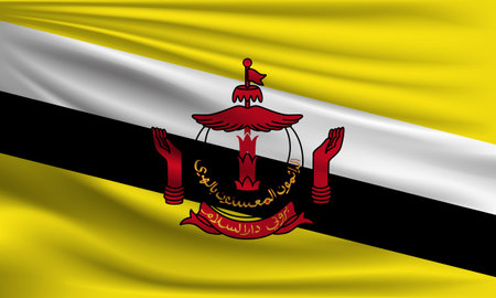 Vector flag of Brunei waving closeup style background illustration.の写真素材