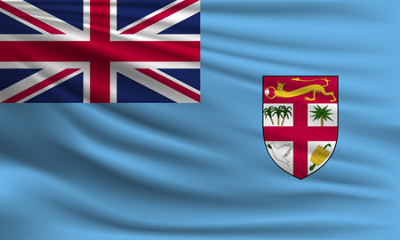 Vector flag of Fiji waving closeup style background illustration.の写真素材