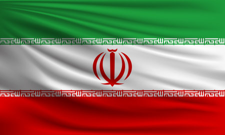 Vector flag of Iran waving closeup style background illustration.の写真素材