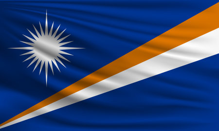 Vector flag of Marshall Islands waving closeup style background illustration.の写真素材