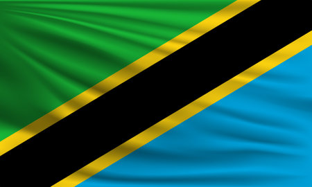 Vector flag of Tanzania waving closeup style background illustration.の写真素材