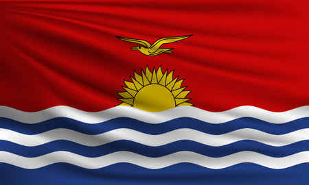 Vector flag of Kiribati waving closeup style background illustration.の写真素材