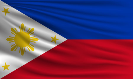 Vector flag of Philippines waving closeup style background illustration.の写真素材