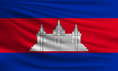 Vector flag of Cambodia waving closeup style background illustration.の写真素材