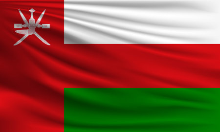 Vector flag of Oman waving closeup style background illustration.の写真素材