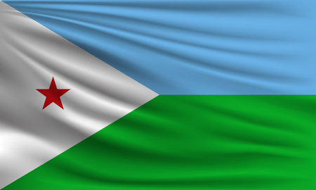 Vector flag of Djibouti waving closeup style background illustration.の写真素材