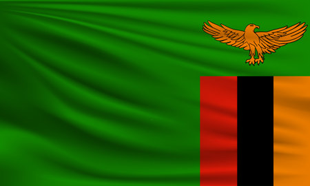 Vector flag of Zambia waving closeup style background illustration.の写真素材