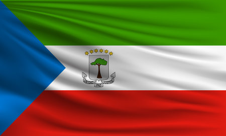 Vector flag of Equatorial Guinea waving closeup style background illustration.の写真素材