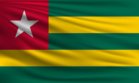 Vector flag of Togo waving closeup style background illustration.の写真素材