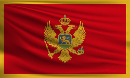 Vector flag of Montenegro waving closeup style background illustration.の写真素材