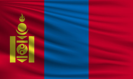 Vector flag of Mongolia waving closeup style background illustration.の写真素材