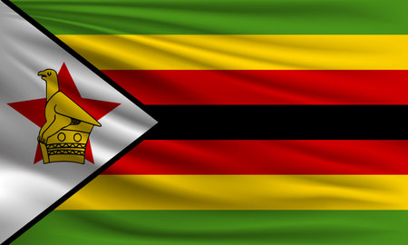 Vector flag of Zimbabwe waving closeup style background illustration.の写真素材