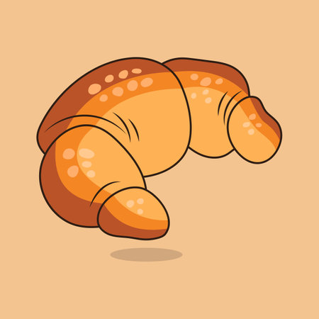 Croissant flat icon with shadow.のイラスト素材