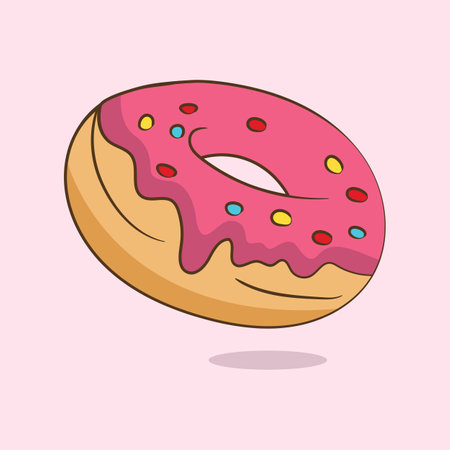 Vector hand drawn doodle sketch colored donut.のイラスト素材