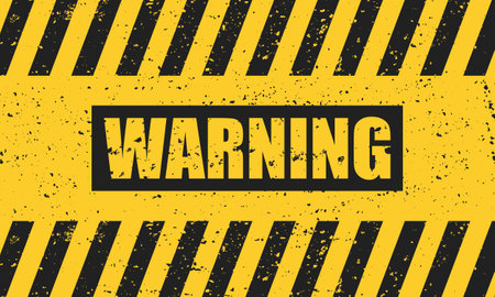 Abstract grunge black warning sign on a yellow background.のイラスト素材