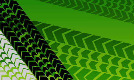 Vector geometric green gradient tire tracks background.のイラスト素材