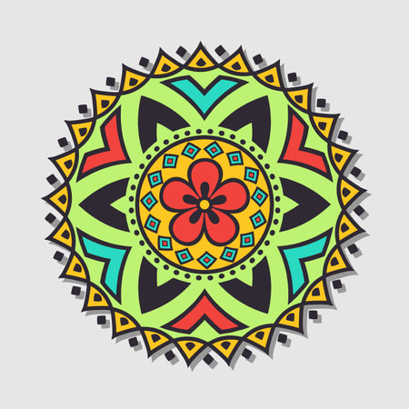 Floral hand drawn mandala isolated decorative element.のイラスト素材