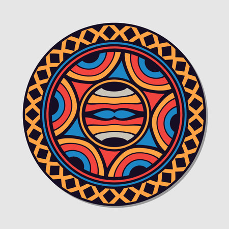 Vector hand drawn doodle mandala colorful tribal ornament.のイラスト素材