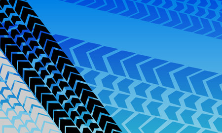 Blue gradient tire tracks background.のイラスト素材