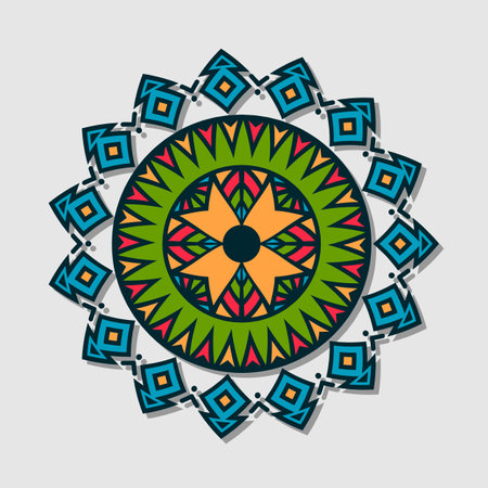 Vector hand drawn doodle mandala with hearts.のイラスト素材