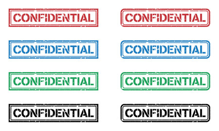 Set of vector colored grunge confidential stamps.のイラスト素材