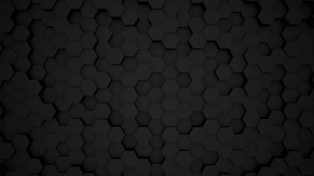 Abstract black modern architecture 3D background with black hexagon on the wall.の写真素材