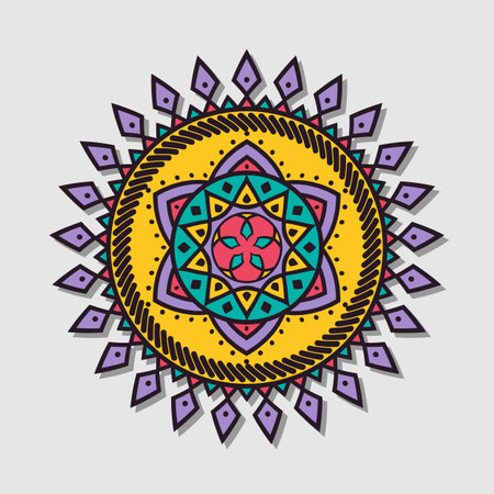 Vector hand drawn doodle mandala with hearts.のイラスト素材