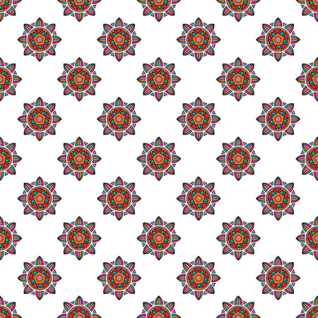 Seamless paisley patchwork pattern on white background.のイラスト素材