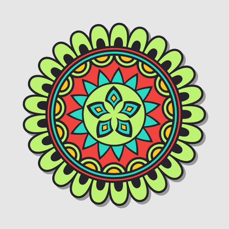 Floral hand drawn mandala isolated decorative element.のイラスト素材