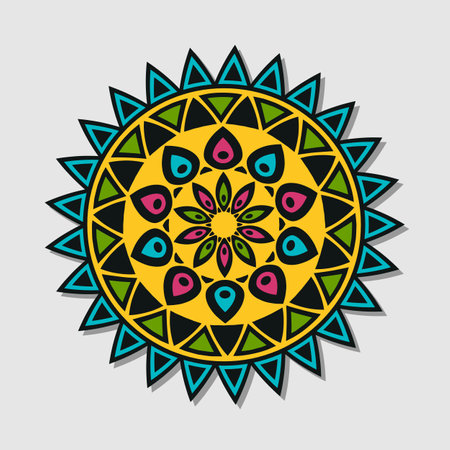 Round ornamental mandala colorinng bright.のイラスト素材