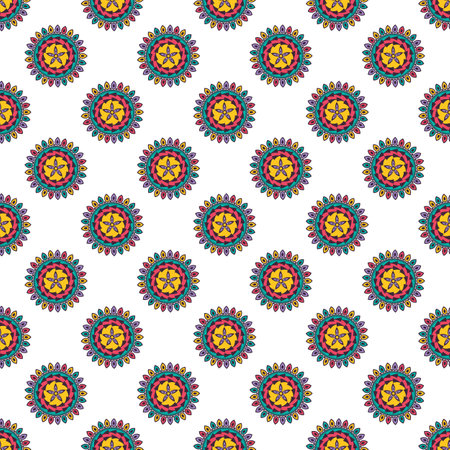 Seamless paisley patchwork pattern on white background.のイラスト素材