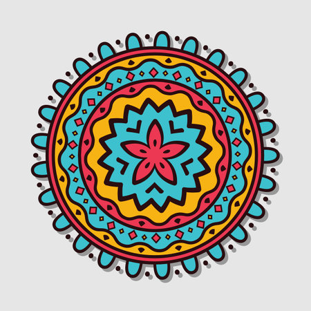 Vector hand drawn doodle mandala with hearts.のイラスト素材