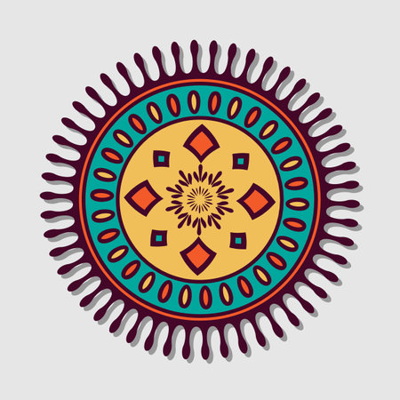 Vector hand drawn doodle mandala with hearts.のイラスト素材