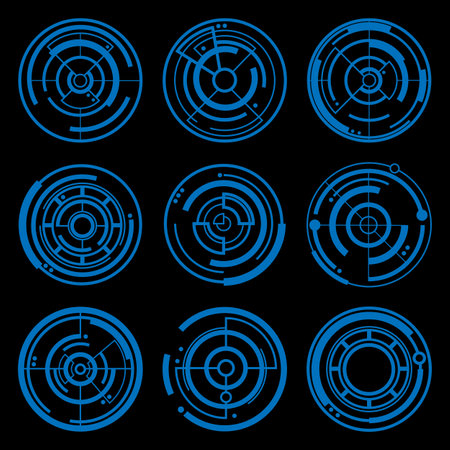 Creative vector illustration of crosshairs icon set isolated on transparent background.のイラスト素材