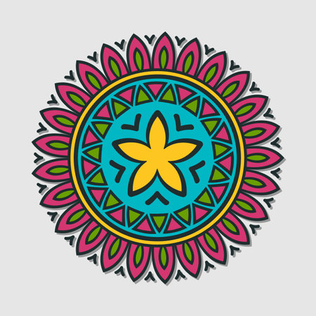 Floral hand drawn mandala isolated decorative element.のイラスト素材