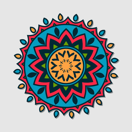 Floral hand drawn mandala isolated decorative elementのイラスト素材