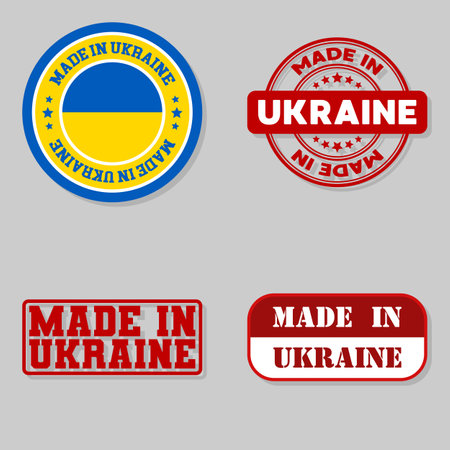 Set of four stamps with flag made in Ukraineのイラスト素材