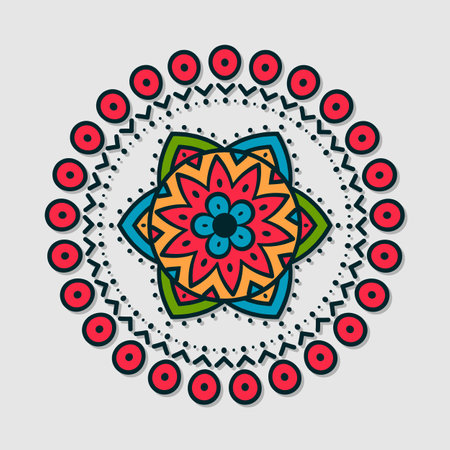 Vector hand drawn doodle mandala with heartsのイラスト素材