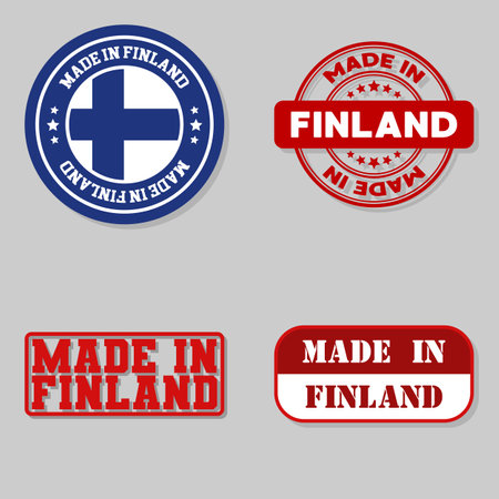 Set of four stamps with flag made in Finlandのイラスト素材